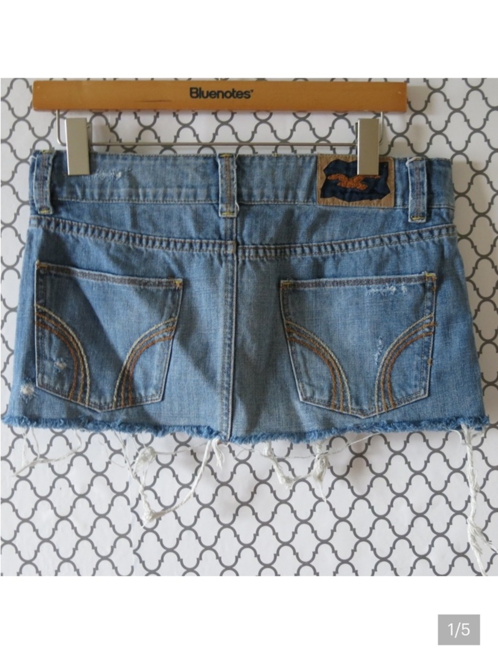 Hollister Light Blue Denim Waistband and Tag Detail